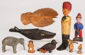 CARVED AND PAINTED ANIMALS AND