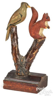 CARVED AND PAINTED BIRD AND SQ