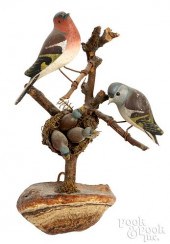 CARVED AND PAINTED BIRD NEST G