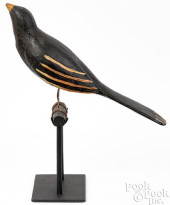 CARVED AND PAINTED BIRD ON PER