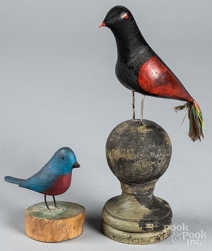 CARVED AND PAINTED BLUEBIRD, 20TH