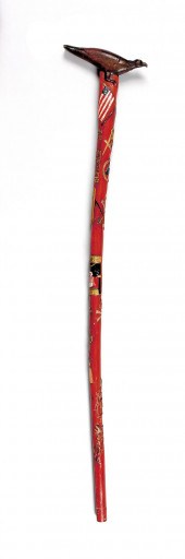 Carved and painted cane ca. 19