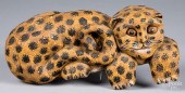 CARVED AND PAINTED CAT, SIGNED