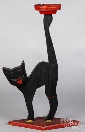 CARVED AND PAINTED CAT SILENT