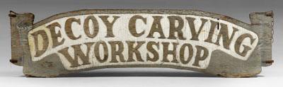 Carved and painted decoy sign,