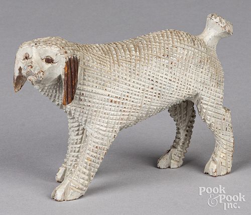 CARVED AND PAINTED DOG ATTRIBUTED