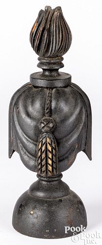 CARVED AND PAINTED DRAPE AND TASSEL