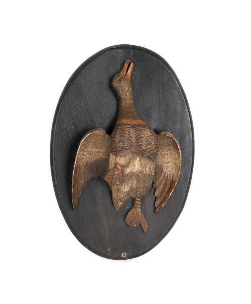 Carved and painted duck plaque
