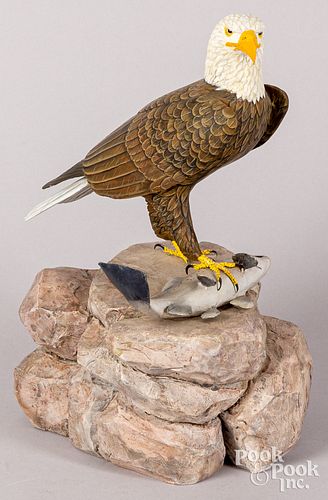 CARVED AND PAINTED EAGLE WITH
