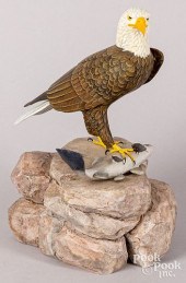 CARVED AND PAINTED EAGLE WITH