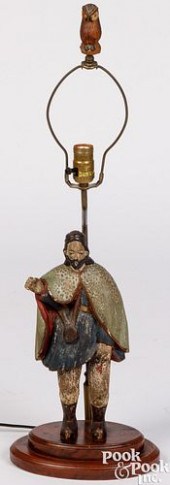 CARVED AND PAINTED FIGURAL TAB