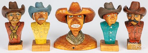 CARVED AND PAINTED FOLK ART BUSTS