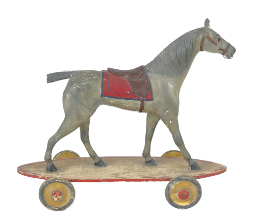 Carved and painted hackney horse