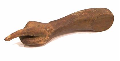 Carved and painted hand    19th