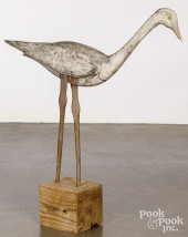 CARVED AND PAINTED HERON, CA.