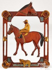 CARVED AND PAINTED HORSE AND J