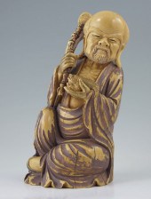 CARVED AND PAINTED IVORY ELDER