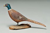 Carved and painted pheasant, b