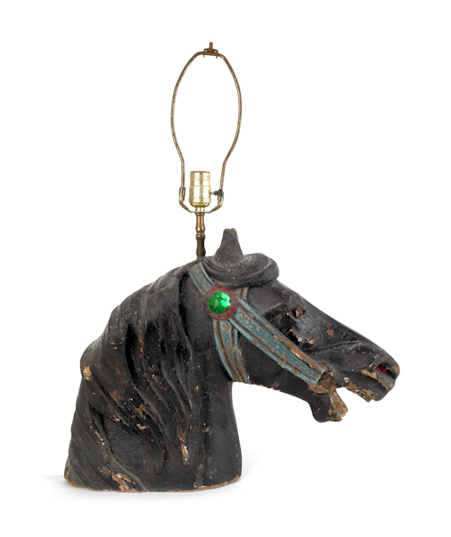 Carved and painted pine carousel