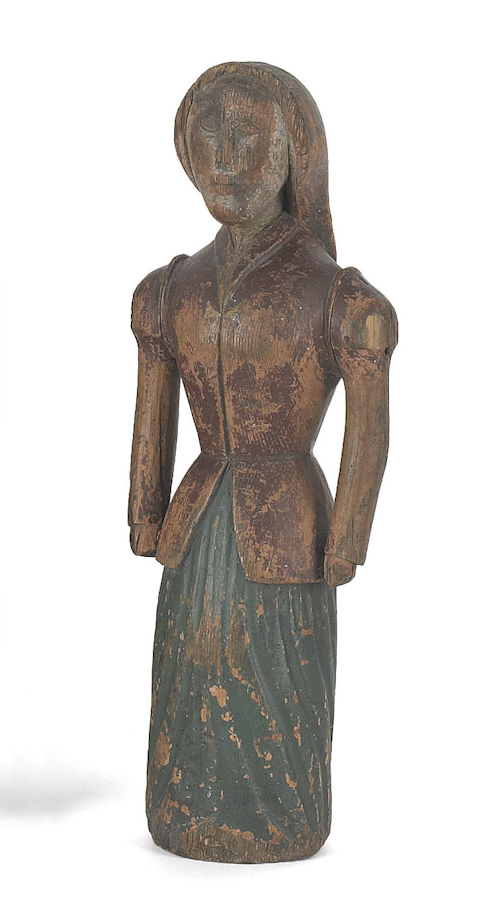 Carved and painted pine figure of a