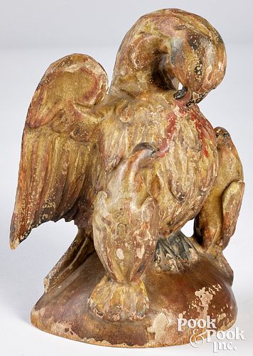 CARVED AND PAINTED PINE FIGURE OF A