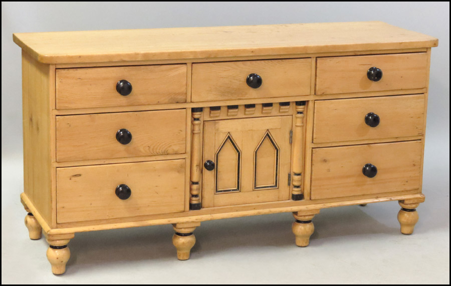 CARVED AND PAINTED PINE SEVEN