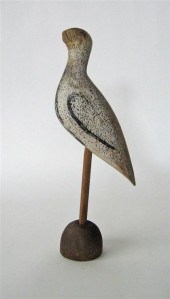 Carved and painted plover deco