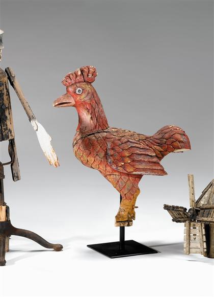 Carved and painted rooster   