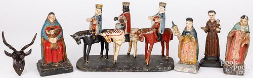 CARVED AND PAINTED SANTOS, STAG