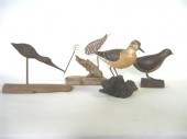 Carved and painted shorebird