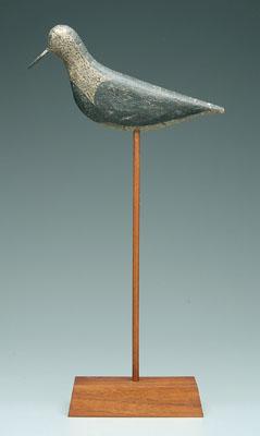 Carved and painted shorebird,