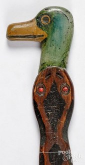 CARVED AND PAINTED SNAKE AND D