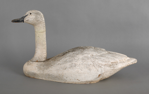 Carved and painted swan early