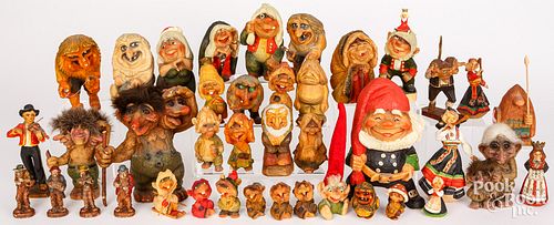 CARVED AND PAINTED TROLL AND ETHNIC