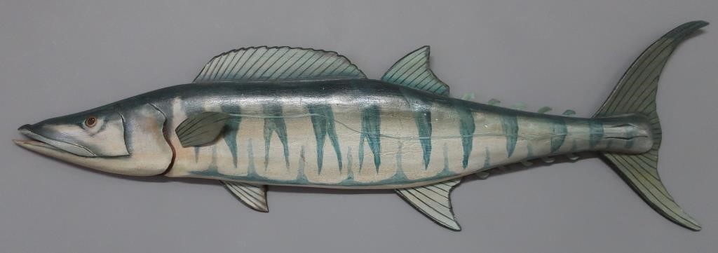 Carved and painted wahoo signed