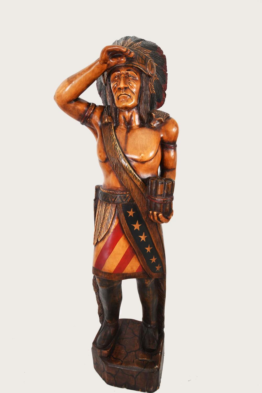 CARVED AND PAINTED WOOD CIGAR STORE