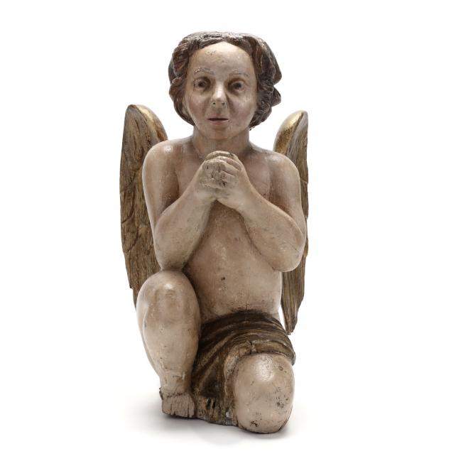 CARVED AND PAINTED WOOD FIGURE OF A