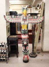 CARVED AND PAINTED WOOD TOTEM