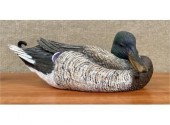 Carved and painted wooden duck