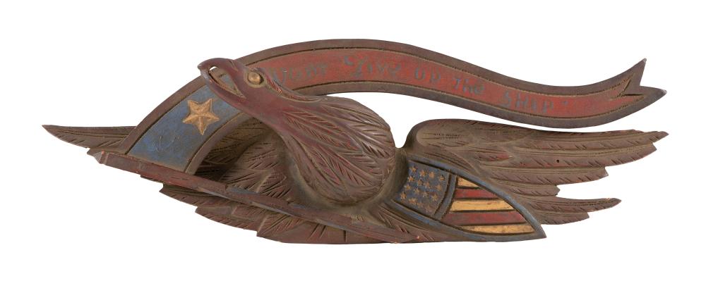 CARVED AND PAINTED WOODEN EAGLE
