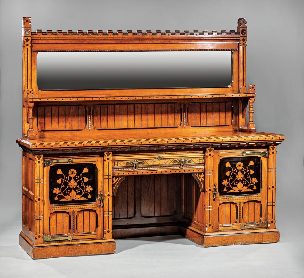 CARVED AND PARCEL EBONIZED OAK