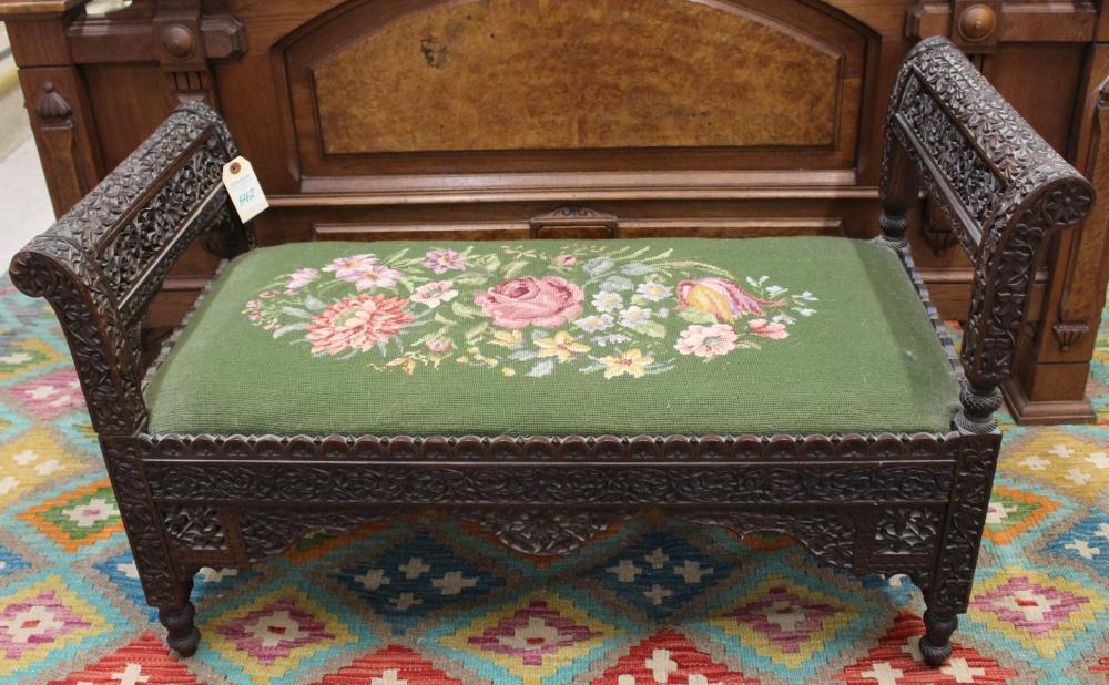 CARVED ANGLO-INDIAN BENCHCARVED