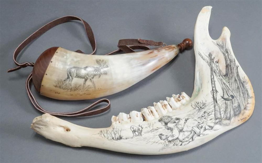 CARVED ANIMAL JAW BONE AND POWDER