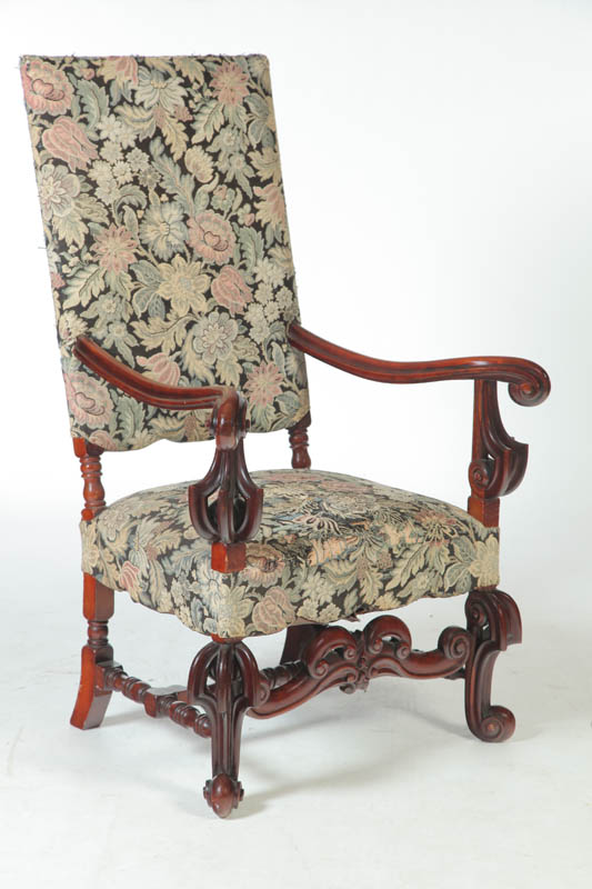 CARVED ARMCHAIR.  Possibly