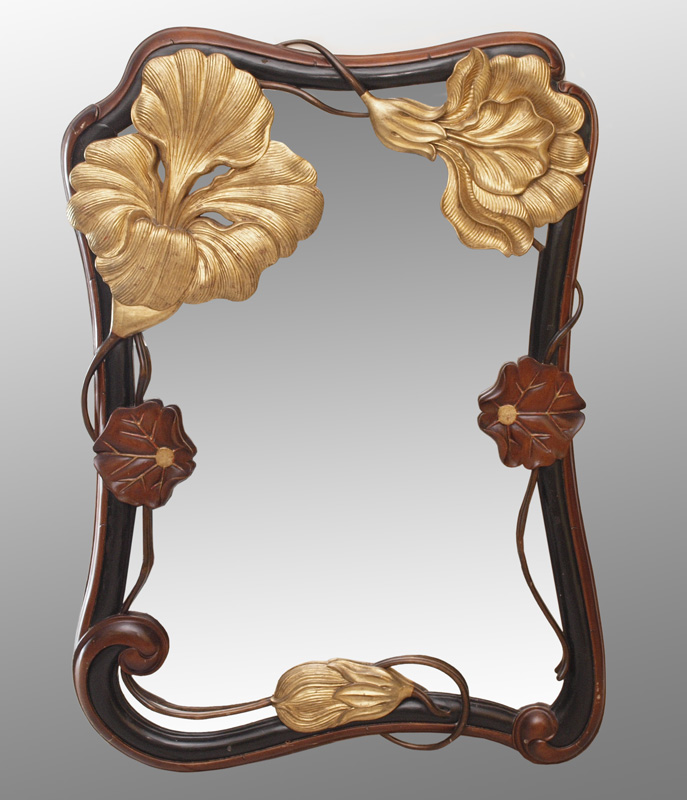CARVED ART NOUVEAU STYLE MIRROR: