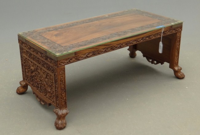 Carved Asian coffee table with