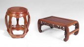 CARVED ASIAN STOOL AND DIMINUT
