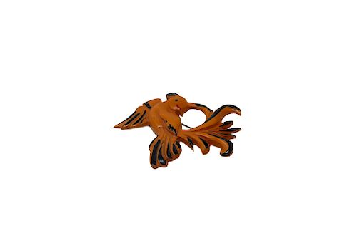 CARVED BAKELITE BIRD PINCarved
