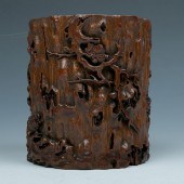 CARVED BAMBOO BRUSH POT, QINGO