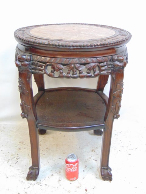 CARVED BASE MARBLE TOP CHINESE